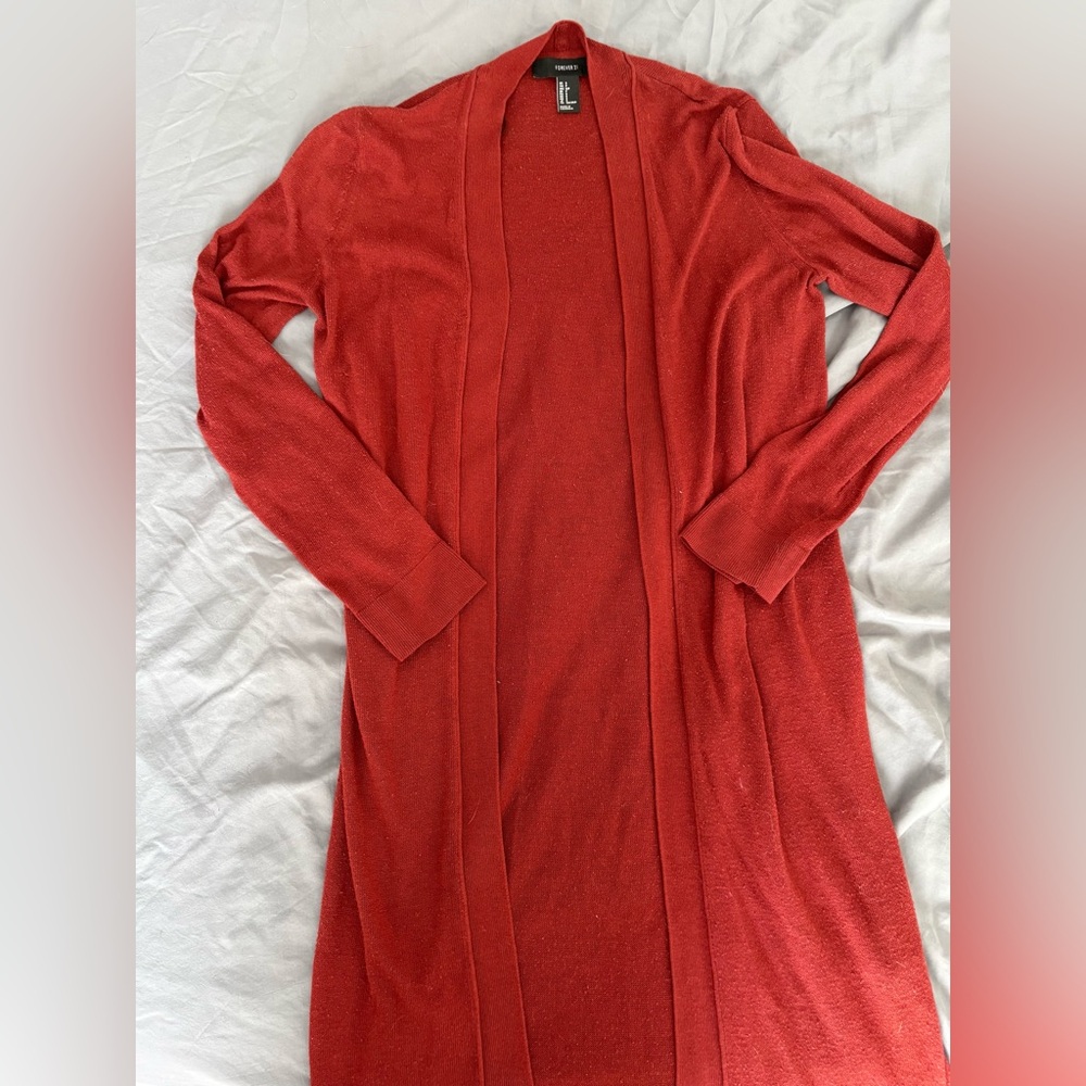 Forever 21 Women's Scarlet Longline Cardigan